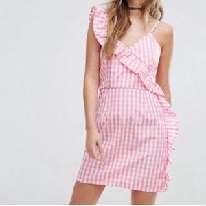 Boohoo pink gingham dress
